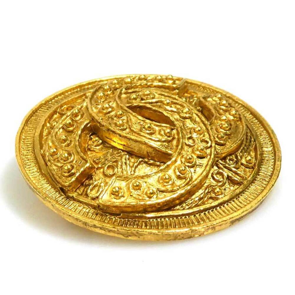CHANEL Authentic Gold Logo Brooch - Picture 2 of 5